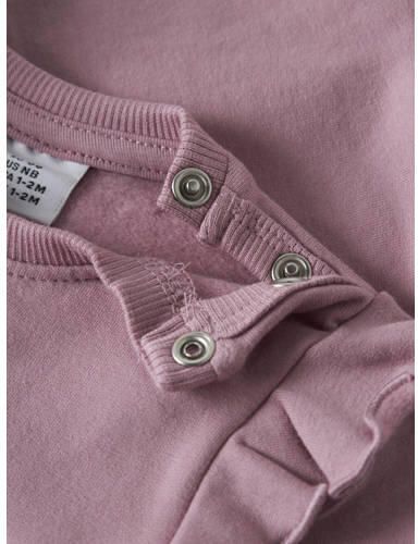 NAME IT BABY sweater met ruches en print lila Paars Printopdruk - Foto 2
