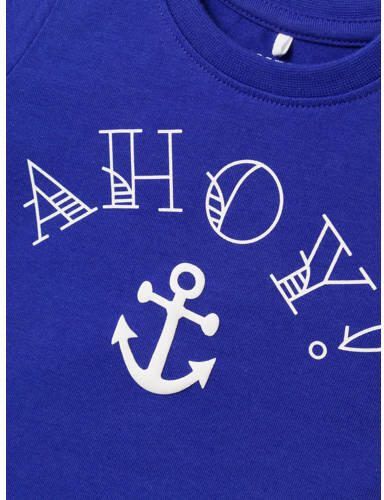 Name it BABY T-shirt NBMFALVIN met tekst kobaltblauw Jongens Katoen Ronde hals 56 - Foto 2