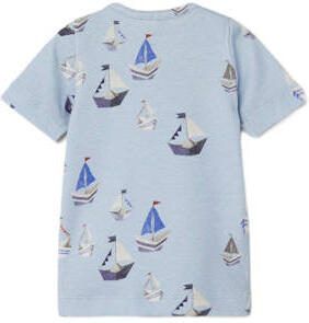 Name it BABY T-shirt NBMFASON met all over print lichtblauw Jongens Katoen Ronde hals 56