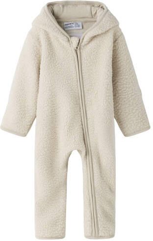 NAME IT BABY teddy jumpsuit met backprint beige Meisjes Polyester Capuchon