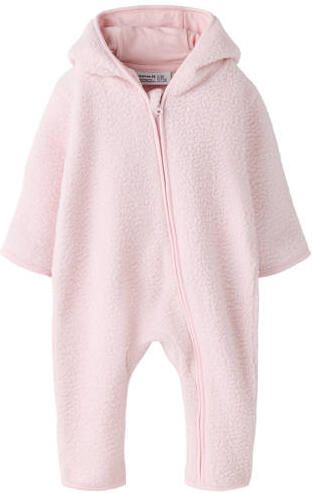 NAME IT BABY teddy jumpsuit met backprint roze Meisjes Polyester Capuchon