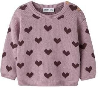 NAME IT BABY trui met hartjes oudroze gebreid Meisjes Katoen Ronde hals