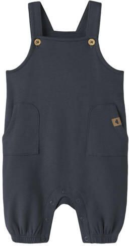 NAME IT BABY tuinbroek donkerblauw Jongens Sweat Vierkante hals Effen