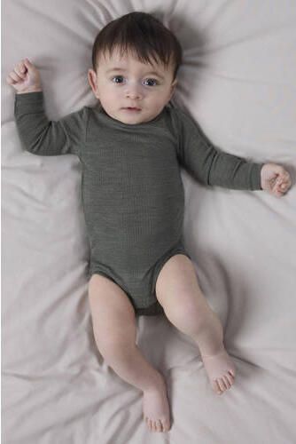NAME IT BABY wollen gemêleerde romper donkergroen Gemêleerd - Foto 2