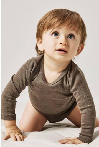 NAME IT BABY wollen romper bruin Effen - Foto 2