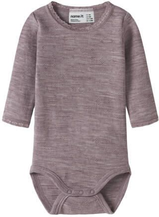 NAME IT BABY wollen romper oudroze Effen