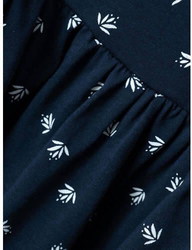 Name it KIDS A-lijn jurk NKFVIDA met all over print en volant donkerblauw wit Meisjes Katoen Ronde hals 116 - Foto 2