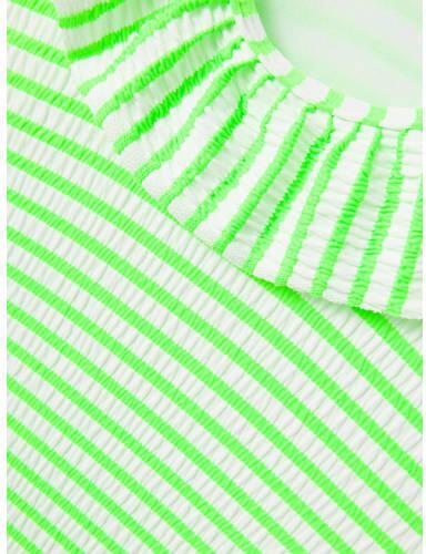 Name it KIDS badpak met ruches NKFZALEY neon groen wit Meisjes Polyester 122 128
