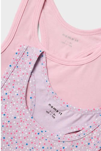 Name it KIDS bh top NKFSHORT TOP DOT set van 2 lila roze Paars Meisjes Stretchkatoen 122 128