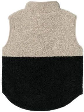 Name it KIDS bodywarmer NKMLAKET zwart beige Jongens Teddy Opstaande kraag 146 152