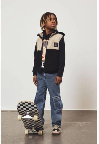 Name it KIDS bodywarmer NKMLAKET zwart beige Jongens Teddy Opstaande kraag 134 140 - Foto 3
