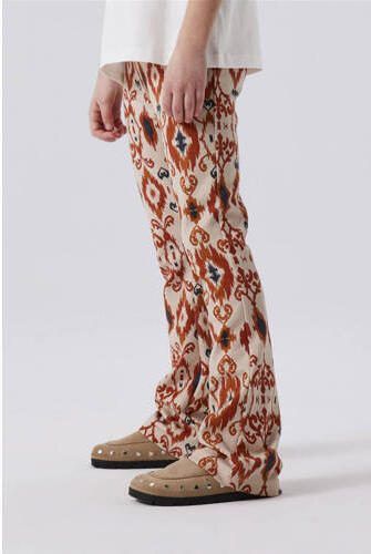 Name it KIDS bootcut broek NKFDURIANA met all over print roodbruin ecru donkergrijs Meisjes Viscose 122 - Foto 3