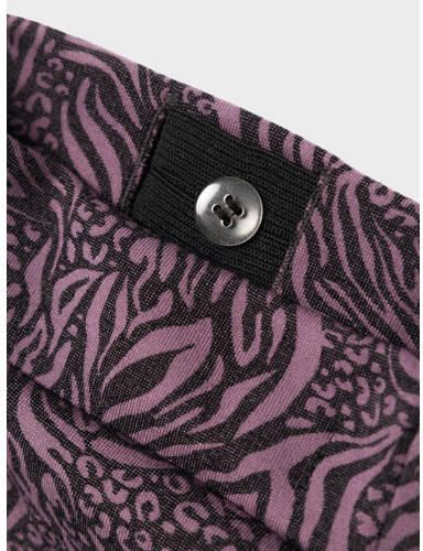 Name it KIDS bootcut broek NKFTRIKKALEO met all over print paars zwart Meisjes Viscose 146