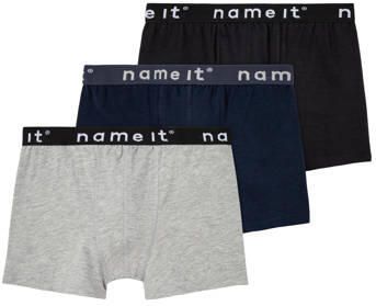 Name it KIDS boxershort NKMBOXER set van 3 donkerblauw grijs melange zwart Jongens Stretchkatoen 134 140 - Foto 5