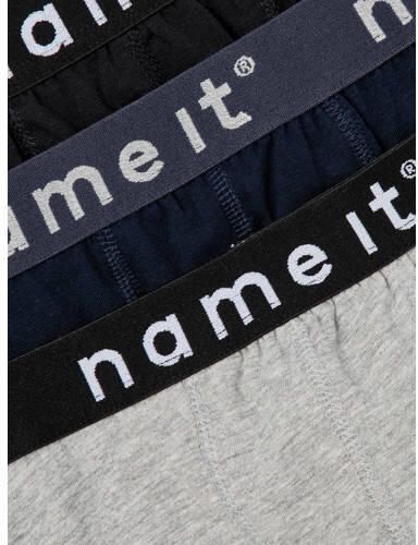Name it KIDS boxershort NKMBOXER set van 3 donkerblauw grijs melange zwart Jongens Stretchkatoen 134 140 - Foto 2