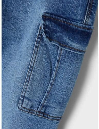 Name it KIDS cargojeans NKMRYAN medium blue denim Blauw Effen 152