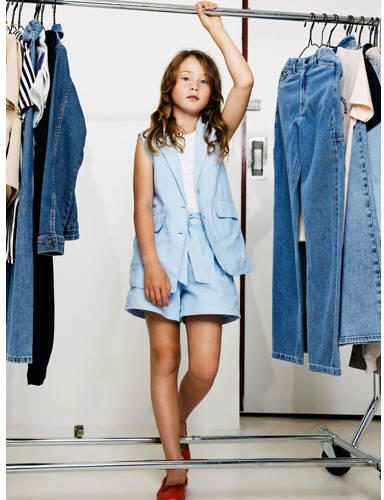Name it KIDS casual short NKFFALINNEN lichtblauw Korte broek Meisjes Katoen 122 - Foto 2