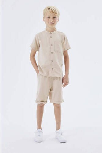 Name it KIDS overhemd NKMFAHER beige Jongens Viscose Mao kraag Effen 122 128 - Foto 3