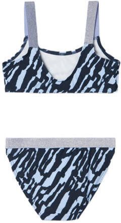 Name it KIDS crop bikini NKFZERIA blauw Meisjes Polyamide All over print 122 128