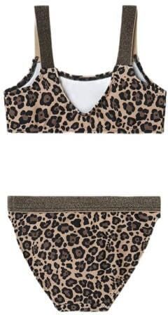 Name it KIDS crop bikini NKFZERIA bruin Meisjes Polyamide Panterprint 110 116