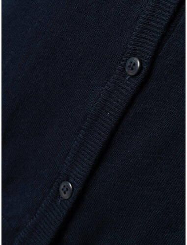 Name it KIDS fijngebreid vest NKFVAMONE donkerblauw Meisjes Viscose Ronde hals 134 140