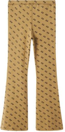 Name it KIDS flared broek NKFNIKANEL met all over print mosterd zwart Geel Meisjes Polyester 116 - Foto 2
