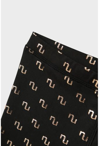 Name it KIDS flared broek NKFNIKANEL met all over print zwart goud Meisjes Polyester 122