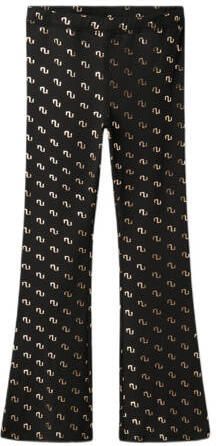Name it KIDS flared broek NKFNIKANEL met all over print zwart goud Meisjes Polyester 122 - Foto 2