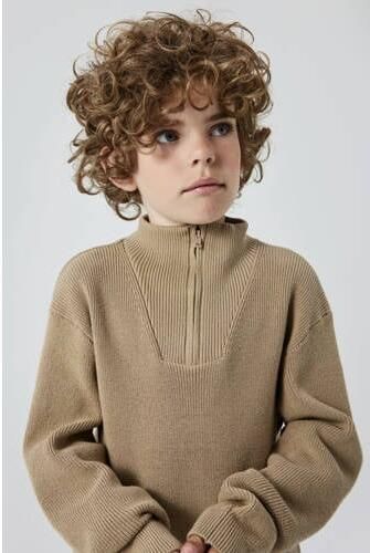 Name it KIDS gebreide trui beige Jongens Katoen Opstaande kraag Effen 158 164 - Foto 7