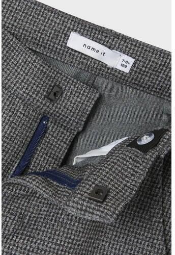 Name it KIDS geruite slim fit broek NKMSILAS grijsbruin Jongens Polyester 116 - Foto 2