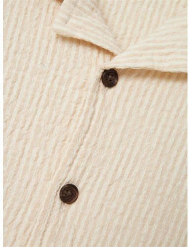 Name it KIDS gestreept overhemd NKMFEDENIS ecru Beige Jongens Stretchkatoen Klassieke kraag 134 140