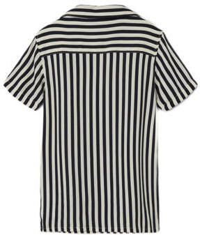 Name it KIDS gestreept overhemd NKMFERANE donkerblauw beige Jongens Viscose Klassieke kraag 122 128