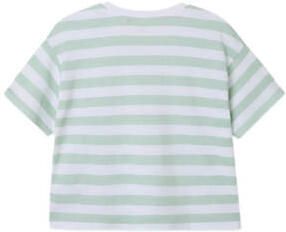 Name it KIDS gestreept T-shirt NKFVITANNI zachtgroen wit Meisjes Katoen Ronde hals 122 128