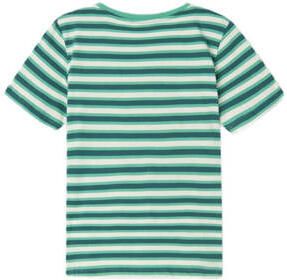 Name it KIDS gestreept T-shirt NKMDALOVAN mintgroen groen ecru Jongens Katoen Ronde hals 146 152 - Foto 2