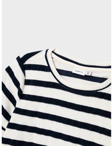 Name it KIDS gestreept T-shirt NKMDUNSTER donkerblauw wit Jongens Katoen Ronde hals 122 128 - Foto 2