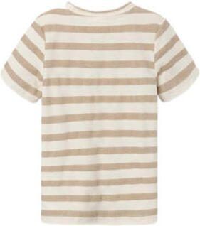 Name it KIDS gestreept T-shirt NKMDUNSTER zand Beige Jongens Katoen Ronde hals 122 128 - Foto 3