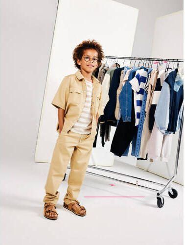 Name it KIDS gestreept T-shirt NKMDUNSTER zand Beige Jongens Katoen Ronde hals 122 128 - Foto 2