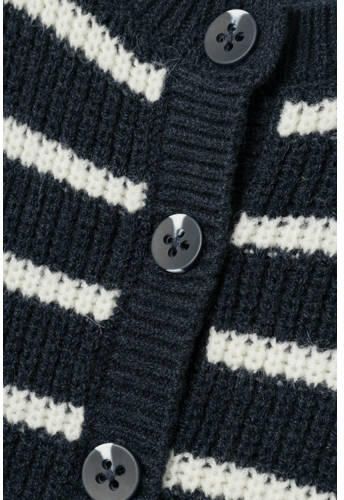 Name it KIDS gestreept vest NKFVERONJA donkerblauw ecru Meisjes Acryl Ronde hals 134 140