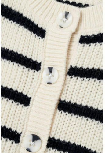 Name it KIDS gestreept vest NKFVERONJA ecru zwart Meisjes Acryl Ronde hals 134 140