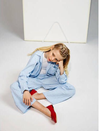 Name it KIDS gestreepte blouse NKFDUSTRIPES lichtblauw wit Meisjes Stretchkatoen Klassieke kraag 122 128 - Foto 4