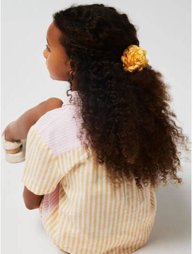 Name it KIDS gestreepte blouse NKFHISTRIPE roze geel Meisjes Katoen Klassieke kraag 158 164 - Foto 3