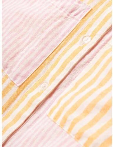 Name it KIDS gestreepte blouse NKFHISTRIPE roze geel Meisjes Katoen Klassieke kraag 158 164 - Foto 2