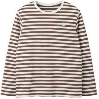 NAME IT KIDS gestreepte longsleeve bruin wit Jongens Katoen Ronde hals