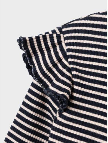 Name it KIDS gestreepte longsleeve NKFTESILLA donkerblauw wit Meisjes Stretchkatoen Ronde hals 122 128 - Foto 2