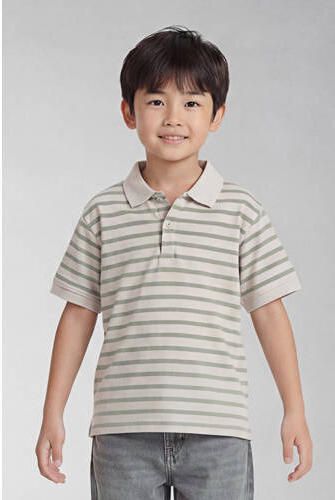 NAME IT KIDS gestreepte polo greige groen Grijs Jongens Stretchkatoen Polokraag