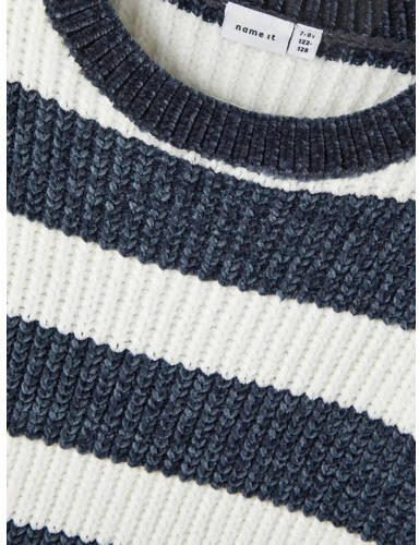 Name it KIDS gestreepte sweater NKFNIJANNA donkerblauw ecru Meisjes Polyester Ronde hals 122 128 - Foto 2