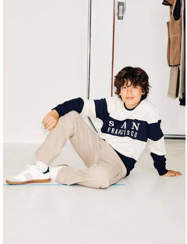 Name it KIDS gestreepte sweater NKMFUNGI donkerblauw offwhite Streep 122 128 - Foto 2