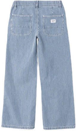 Name it KIDS gestreepte wide leg jeans NKFROSE medium blue denim Blauw 146