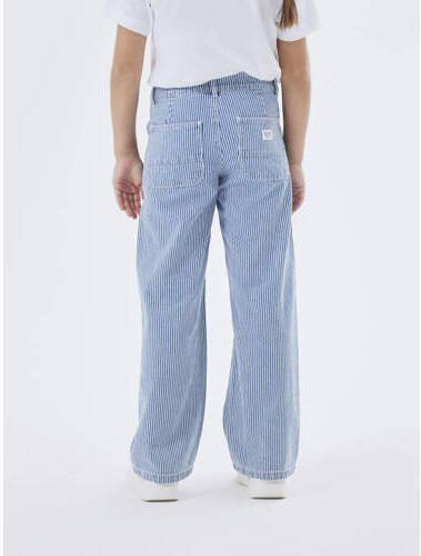 Name it KIDS gestreepte wide leg jeans NKFROSE medium blue denim Blauw 146 - Foto 2