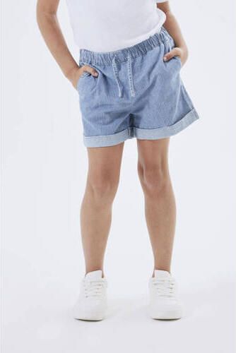 Name it KIDS gestreepte wide leg short NKFBELLA medium blue denim Korte broek Blauw 128